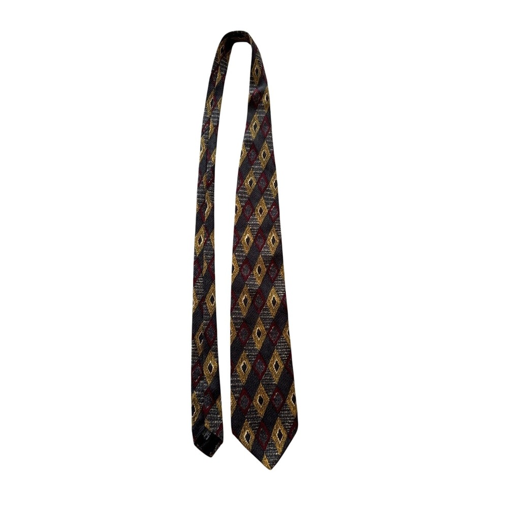Hugo Boss 100% Silk Geometric Diamond‎ Pattern Tie Made in Italy